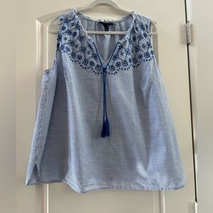 Lane Bryant v Neck Sleeveless Embroidered Peasant Top. 100% Cotton. Boho. EUC.